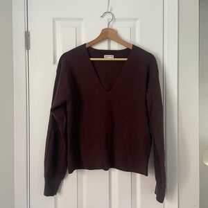 Frank & Oak Brown V-Neck Women's Sweater